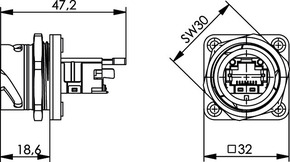 Telegärtner STX V1 Flanschset RJ45 Modul A Cat.6A 100007416