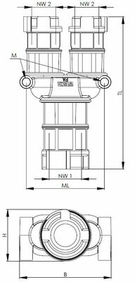 Wiska Y-Verbinder für Wellrohre NW17-12, blaugrau BFY-17-12-12-BG