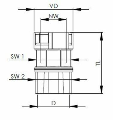 Wiska Wellrohrverschraubung NW48schwarz EBFSI-48-63-BK