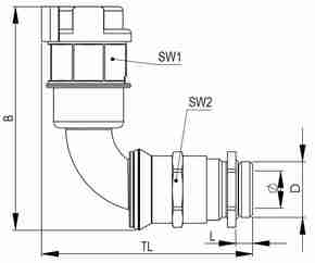 Wiska Wellrohrverschraubung NW17 90Grd.schwarz EMBF90CG-17-20-BK