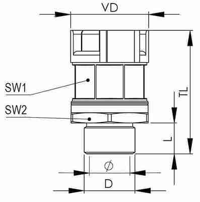 Wiska Wellrohrverschraubung NW48-50, blaugrau EMBFS-48-50-BG