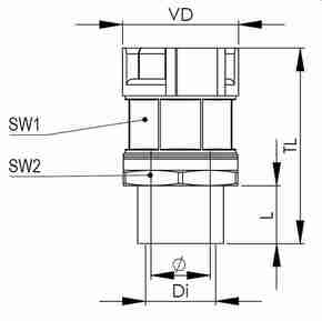 Wiska Wellrohrverschraubung NW29, schwarz EMBFSI-29-32-BK