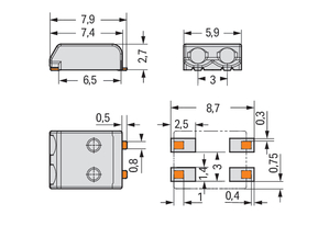 WAGO GmbH & Co. KG SMD-Leiterplattenklemme 0,5mm²,Maß 3mm,ws 2059-302/998-603
