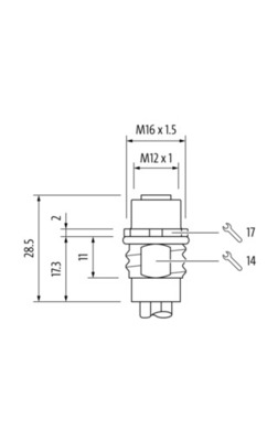 Murrelektronik M12 Power Bu. Flansch PUR-Litzen5x1.5 0,5m 7000-P4291-9800050