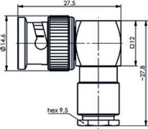 Telegärtner BNC-Winkelstecker löt RG178, RG196 100023300