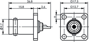Telegärtner BNC-Flanschbuchse 50Ohm löt 100023397