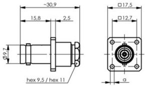 Telegärtner BNC-Kabeleinbaubuchse 50Ohm löt m.Flansch 100023401