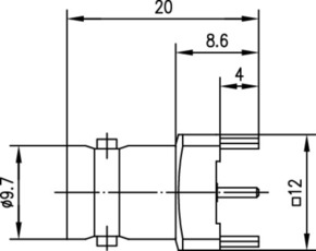 Telegärtner BNC-Buchse für LTP 50Ohm, löt, 20,0mm 100023416