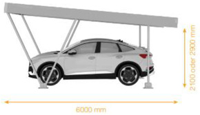 Niedax PV Carport, Double H=2,10m, B=6,0m PV-CP-D-210