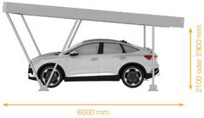 Niedax PV Carport, Single H=2,10m, B=3,0m PV-CP-S-210