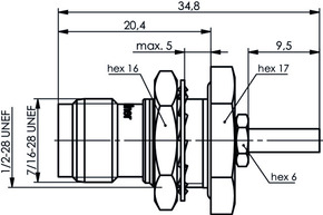 Telegärtner TNC-Einbaubuchse 50Ohm cr/cr, G3 (RG178B/U) 100023794