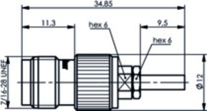 Telegärtner TNC-Kabelbuchse 50Ohm cr/cr, G3 (RG178B/U) 100023795