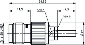 Telegärtner TNC-Kabelbuchse 50Ohm cr/cr, G3 (RG178B/U) 100023795