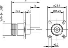 Telegärtner N-Kabeleinbaubuchse mit Flansch Crimp G5 100024013