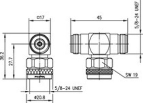 Telegärtner N-T-Stück (F-M-F) 50Ohm UG-107/U 100024152