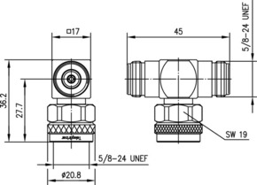 Telegärtner N-T-Stück (F-M-F) 50Ohm UG-107/U 100024152