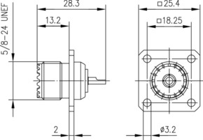 Telegärtner UHF-Flaunschbuchse löt SO 239 Körper MS 100024344