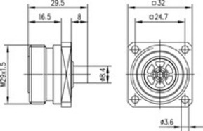 Telegärtner 7-16-Einbaubuchse m.Flansch G9 100024449