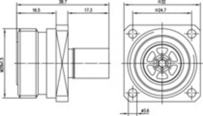 Telegärtner 7-16-Buchse mit Flansch cr/cr RG214/U 100024454