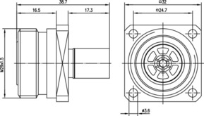 Telegärtner 7-16-Buchse mit Flansch cr/cr RG213/U 100024455