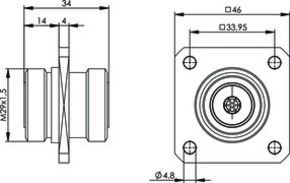 Telegärtner 7-16-Kupplung (F-F) 50Ohm m.Flansch 100024548