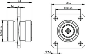 Telegärtner 7-16-Kupplung (F-F) 50Ohm m.Flansch 100024548