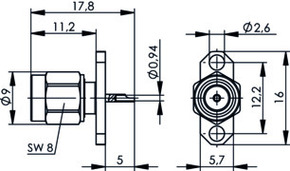 Telegärtner SMA-Flanschstecker 2-Loch AU 100024627