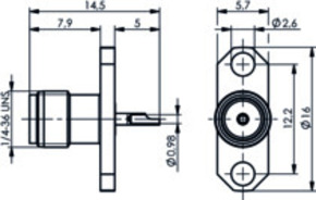 Telegärtner SMA-Flanschbuchse 2-Loch NI 100024677