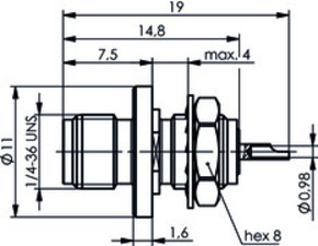 Telegärtner SMA-Einbaubuchse AU 50Ohm Einbau von vorne 100024726