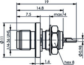 Telegärtner SMA-Einbaubuchse AU 50Ohm Einbau von vorne 100024726