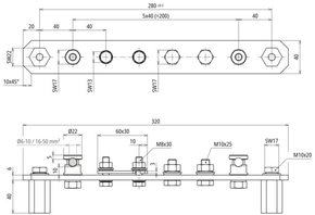 DEHN PA-Schiene ohne Abdeckung NIRO für BW 2x 472245