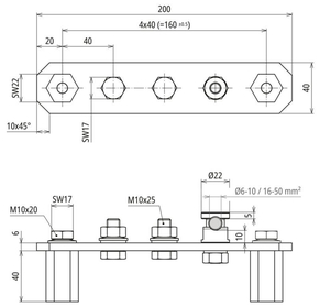 DEHN PA-Schiene ohne Abdeckung NIRO für BW 1x 472246