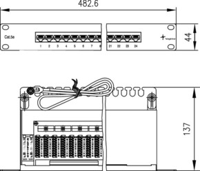 Telegärtner 19Z-Panel MPP24-H CAT.5E 1HE ungesch. RAL7035 100007024