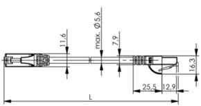 Telegärtner Patchkabel U/UTP C.5e 1,0m MP8 schwarz 100008180