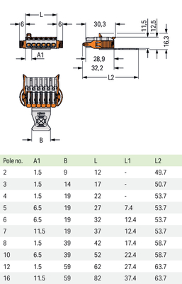WAGO GmbH & Co. KG 1-Leiter-Federleiste 2721-1105