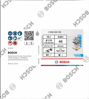 Bosch Power Tools X451 Fächerschleifscheibe, 115 x 22,23 mm K40 2608626167