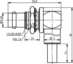 Telegärtner BNC-Kabelwinkeleinbaub. 50 Ohm RG58C/U(G1) 100023373