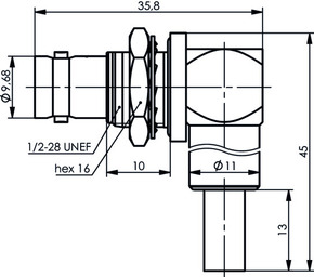 Telegärtner BNC-Kabelwinkeleinbaub. 75 Ohm, RG 59B/U(G2) 100023566