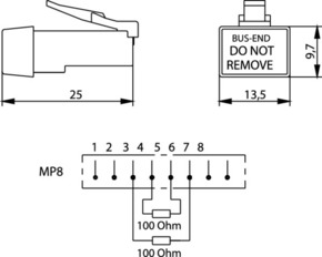 Telegärtner RJ45-Abschlusswiderstand 100 Ohm f. ISDN 100023009