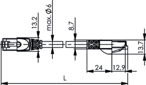 Telegärtner Patchkabel S/FTP 6A schwarz 1,0m 100007978