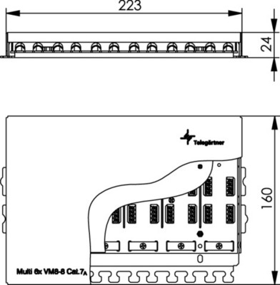 Telegärtner Kabelverbinder Multi 6x Cat.7, AP, RAL7035 100023275