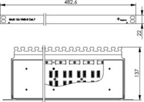 Telegärtner Kabelverbinder Multi 12x Cat.7, 19", RAL7035 12xVM8-8
