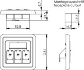 Telegärtner Modul-Aufnahme 3-fach 80x80, aws 100021410