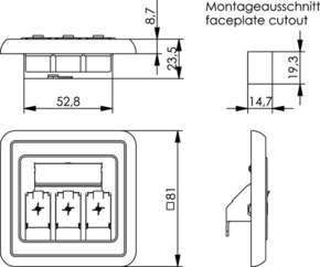 Telegärtner Modul-Aufnahme 3-fach 80x80, aws 100021410