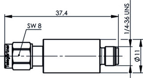 Telegärtner SMA-Dämpfungsglied 6 dB 2W 3 GHz (m-f) 100024829