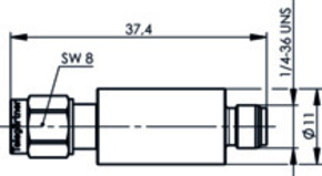 Telegärtner SMA-Dämpfungsglied 6 dB 2W 3 GHz (m-f) 100024829
