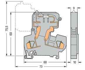 WAGO GmbH & Co. KG 2-Leiter-Sicherungsklemme Einsatz " x 1",grau 281-613/281-417