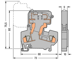 WAGO GmbH & Co. KG 2-Leiter-Sicherungsklemme Einsatz " x 1",grau 281-613/281-418