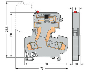 WAGO GmbH & Co. KG 2-Leiter-Sicherungsklemme Einsatz " x 1",grau 281-613/281-541