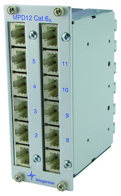 Telegärtner Mini-Verteiler Cat.6A 3HE MPD12-HS K 10TE 100007000